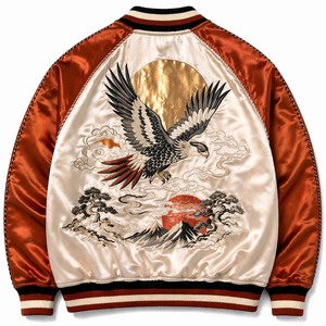 Veste Sukajan d'hiver personnalisée en satin premium avec col montant et patchwork, broderie faucon, souvenir japonais, style bomber OEM ODM Yokosuka - Product Image 3