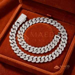 925 Sterling Silver Moissanite Cuban Link <b>Chain</b> Necklace <b>Iced</b> <b>Out</b> Hip Hop Tennis <b>Chain</b> Luxury Unisex Jewelry Gift - Product Image 3