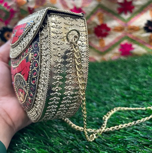 Eco-Friendly Handmade Women's Bohemian Style Square Resin <b>Clutch</b> Bag Zipper Closure Lightweight Parties Travel Chains CRAFT - Product Image 5