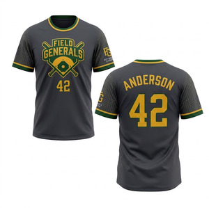 Ensemble de maillots de softball personnalisés pour hommes 2026 – Gris foncé, vert, jaune – Sublimé, anti-humidité, coupe athlétique, manches courtes, 100 % coton - Product Image 2