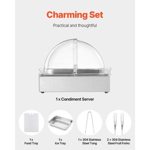 1X1/2 Récipient de présentation de service alimentaire en acier inoxydable pour buffet distributeur de condiments présentoir à couvercle transparent pour comptoir - Product Image 5