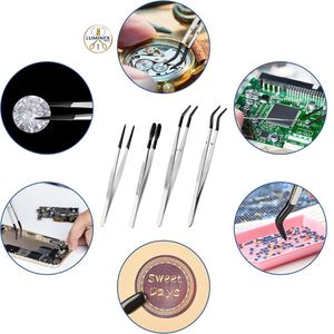 Juego de 4 Pinzas con Puntas de Goma, Pinzas de Precisión Recubiertas de PVC para Manualidades, Joyería, Electrónica y Trabajos de Laboratorio - Product Image 6