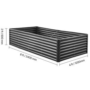 Fioriera da Giardino Rialzata Grande 8x4x2 piedi in Metallo Zincato per Esterni, Design a Fondo Aperto, Modello INS - Product Image 2