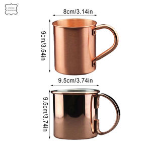 Mug en cuivre finition satinée minimaliste, corps droit, vaisselle haut de gamme pour eau, café, thé, usage domestique, hôtelier et en café. - Product Image 2