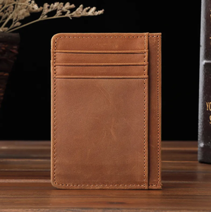 High Quality Custom Men's Genuine Leather Wallet <b>Mini</b> Smart Slim Card Holder with Open Closure Lightweight and Short Pocket 2026 - Product Image 4