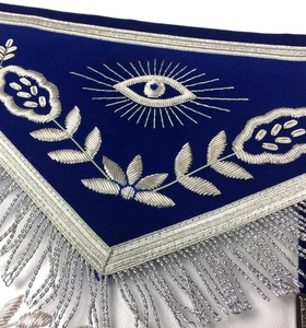 Tablier de Maître Ancien Maçon de la Loge Bleue - Blanc et Bleu Royal avec Broderie Argentée - Product Image 5