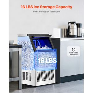 Macchina per il Ghiaccio Professionale da Cucina, Produzione 100 libbre/24H, Capacità di Stoccaggio 16 libbre, 36 Cubetti di Ghiaccio, 15 Minuti di Produzione, Display Digitale LED - Product Image 3