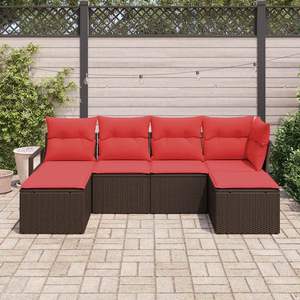 Juego de sofás de jardín de ratán sintético marrón de 6 piezas - Product Image 3