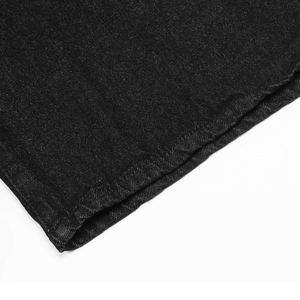 Men’s Black Denim Shorts Wing Stitch Design Loose Fit Knee Length Baggy Jean Shorts Casual Streetwear Summer Fashion - Product Image 4