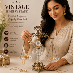 Luxury <b>Crystal</b> Brass Jewelry Stand Balance Scale Display <b>Holder</b> <b>for</b> Earrings Rings <b>Necklaces</b> Bracelets Decorative Home Accent - Product Image 4