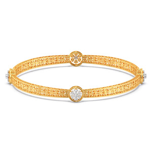 Brazalete de Oro con Filigrana Floral y Diamantes Redondos Cultivados en Laboratorio - Product Image 1