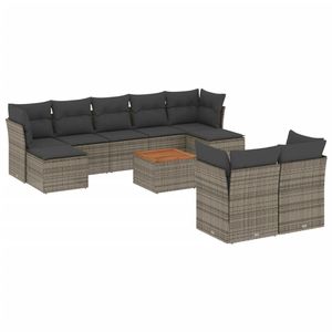 Ensemble de canapé de jardin en rotin PE gris modulaire avec housses amovibles, meubles d'extérieur pratiquement portables - Product Image 2
