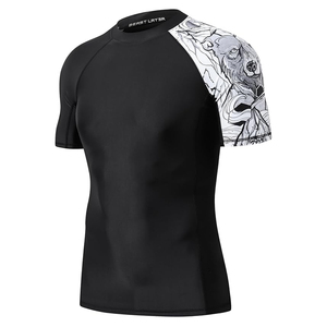 High Quality Men Rash Guard <b>Compression</b> T <b>Shirt</b> Short Sleeve Swim <b>Shirt</b> UV Protection Custom Logo OEM - Product Image 1