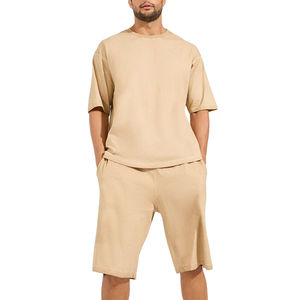 Custom Solid Plus Size Men's <b>Track</b> Suits Summer Short Sleeve <b>T</b>-Shirt Set Breathable Casual Running Wear - Product Image 1
