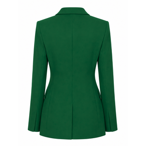 Blazer croisé vert uni brodé pour femme Iota Phi Lambda Sorority, veste de costume décontractée et ajustée pour le bureau - Product Image 4