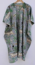 Robe d'été tricotée à imprimé animal pour femme, manches courtes, col en V, longueur complète, décontractée, imprimée à la main, fermeture en dentelle, séchage rapide, respirante - Product Image 2
