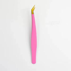 Juego de Pinzas de Precisión para Pestañas de Color Rosa, Punta Suave de Acero Inoxidable para Extensión de Pestañas - Product Image 5