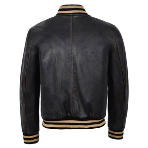 Chaqueta Varsity Vintage Encerada para Hombre al por Mayor, Chaqueta de Béisbol de Cuero Napa Premium, Fabricante de Marca Privada Totalmente Personalizable - Product Image 3