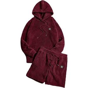 Ensemble de survêtement 2 pièces pour homme en molleton doux avec sweat à capuche et short - Product Image 1