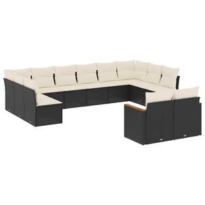 Black And Cream Garden <b>Sofa</b> <b>Set</b> With Cushions Outdoor Furniture Contemporary Design UV Resistant PE Rattan Waterproof - Product Image 2