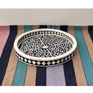 Handmade Eco Friendly Durable Black Resin Tray with Natural White <b>Flower</b> Stylish Organizer for Jewelry Perfume & Home Decor - Product Image 2