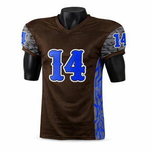 Men Custom American Football Jersey Breathable <b>Mesh</b> V Neck Team Uniform Camo <b>Short</b> Sleeve Printed Sublimation OEM - Product Image 1