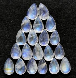 Pierre de lune arc-en-ciel naturelle, cabochon en forme de poire, calibrée, certifiée, non traitée, lot prêt pour la sertissage de bijoux - Product Image 1