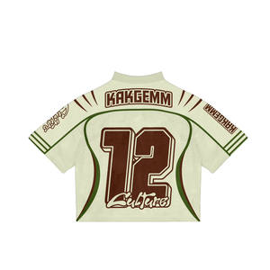 T-shirt en maille de style streetwear avec logo personnalisé, coupe ample, pour hommes, maillot de baseball - Product Image 2