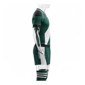 Ensemble uniforme de rugby unisexe à rayures diagonales vertes et blanches, respirant, 100% polyester, impression par sublimation, vêtements de sport pour adultes AMKOOR - Product Image 4