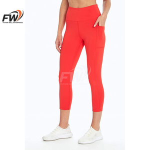 Best High Quality High Waisted Tummy Control <b>Leggings</b> <b>With</b> <b>Pockets</b> Women Full Length Capri Buttery Soft For Yoga Color Blocking - Product Image 4