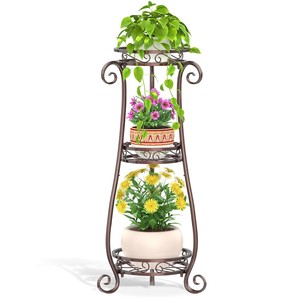 Sheesham Wood 3-Tier Plant Stand | Hand-Carved Corner <b>Planter</b> Wholesale India - Product Image 2