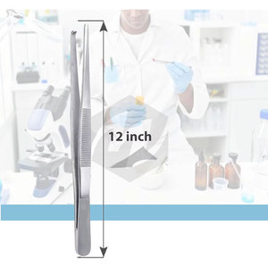 Tissue Thumb Forceps Multi-Purpose Lab Tweezers with Blunt, 1x2 <b>Rat</b> Tooth 12 Inch Handling Medic Instruments - Product Image 2