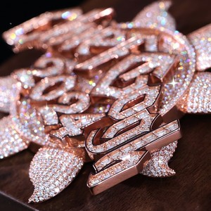 Pendentif Bling Moissanite Iced Out Charme Médaille Soleil Hip Hop Argent 925 VVS Personnalisé - Product Image 2