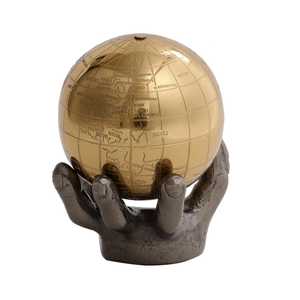 Jaffs Exports L 22xW 8xH 21cm Hand Holding Globe Sculpture Aluminium Engraved World Map 16cm Eco-Friendly Handmade Modern - Product Image 6