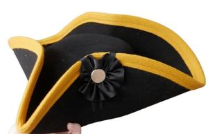 Chapeau Bicorne en Laine Noire, Casquette d'Amaraud Français Napoléonienne, Chapeau de Costume Historique pour Adultes, Reproduction de Chapeaux Tricorne - Product Image 5
