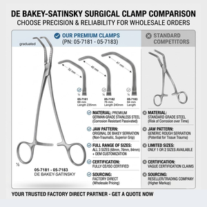 Pinza de Oclusión Tangencial Atraumática DeBakey Satinsky de 240 mm |   Instrumento Quirúrgico Cardiovascular |   Acero Inoxidable - Product Image 3