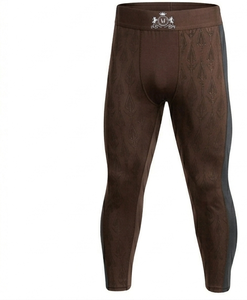 Men's Short Sleeve Rash Guard Brown Gray Sublimation Print Quick Dry Sport Top Compression Shirt - Product Image 2