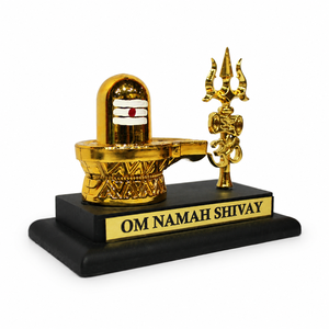 รูปปั้นศิวะลิงกัมเคลือบทองคำแบบเรซิ่นอาร์ตเดโค พร้อมตรีศูล สำหรับตกแต่งบ้านในเทศกาลดีวาลี - Product Image 3