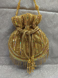 Hand Embroidered Pearl Beaded <b>Potli</b> <b>Bag</b> with Sequin Work, Drawstring Closure, Elegant Bridal & Evening Handbag - Product Image 5