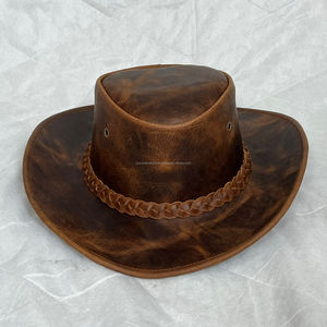 Sombreros de Vaquero de Cuero Genuino de Primera Calidad para Adultos, Sombrero con Banda Trenzada y Grabado en Relieve, Moderno y Unisex - Product Image 6