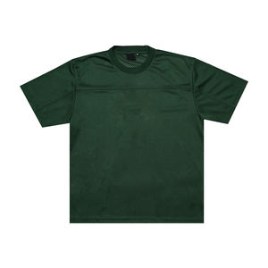 Camiseta de malla holgada de moda urbana para aficionados al fútbol, color verde oscuro, manga corta, cuello redondo, transpirable, estilo holgado - Product Image 1