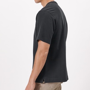 Men's <b>Black</b> Regular Fit Cotton <b>T</b>-<b>Shirt</b> O-Neck Short Sleeve Casual Solid Color Jersey Knit <b>Plain</b> Dyed Style - Product Image 2