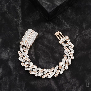 สร้อยข้อมือแบบ Cuban Link ดีไซน์ใหม่ ประดับเพชร VVS สองแถว ทองคำแท้ 18K ของขวัญสำหรับงานปาร์ตี้ สไตล์ฮิปฮอป กูจาราติ - Product Image 5