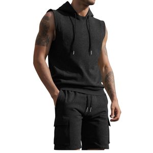 Conjunto de Sudadera sin Mangas y Pantalones Cortos Personalizados para Hombre, Lavado Ácido, Traje Deportivo de Dos Piezas, Ropa Deportiva de Verano, Fabricante OEM ODM, Ropa Urbana - Product Image 6