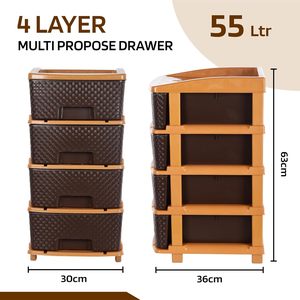 Organizador de Almacenamiento de Plástico de 4 Niveles con Cajones, Contenedores Apilables Estilo Mimbre, Caja de Almacenamiento con Cajones - Product Image 6
