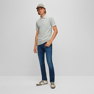 Polo de Manga Corta Gris Claro para Hombre con Logotipo Personalizado, 100% Algodón, Tela Oxford, Casual, Transpirable, Teñido Liso, Corte Regular - Product Image 6