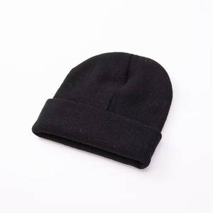 Bonnet unisexe en acrylique blanc, couleur unie, décontracté, tricoté pour l'hiver, 56-58 cm, tricoté à la machine, chaud et doux, pour adultes - Product Image 2