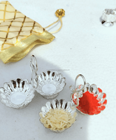 Support pour Kumkum en argent allemand, article de fête pour Pooja, support pour Roli Chawal, cadeau de retour indien, cadeau de pendaison de crémaillère, cadeau de mariage Shagun