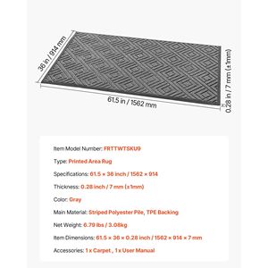 Tappeto d'ingresso moderno per interni ed esterni 61,5 x 36 pollici, elegante con retro in TPE, resistente per uso commerciale - Product Image 3