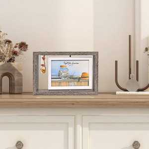 Cadre photo rectangulaire rotatif double face en bois avec vase à plantes, cadre photo flottant pour bureau et maison - Product Image 4